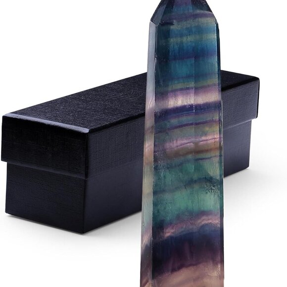 3.7-4" Fluorite Crystal Wand Healing Crystals Tower Gemstones Hexagonal Pointed - Picture 1 of 6